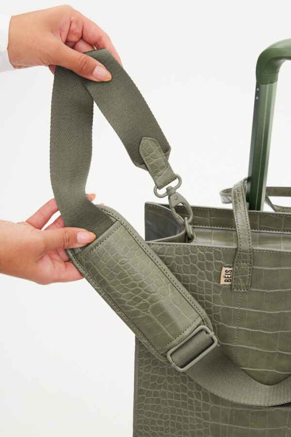 The Work Tote in Olive Croc - Image 9