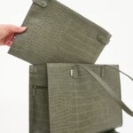 The Work Tote in Olive Croc