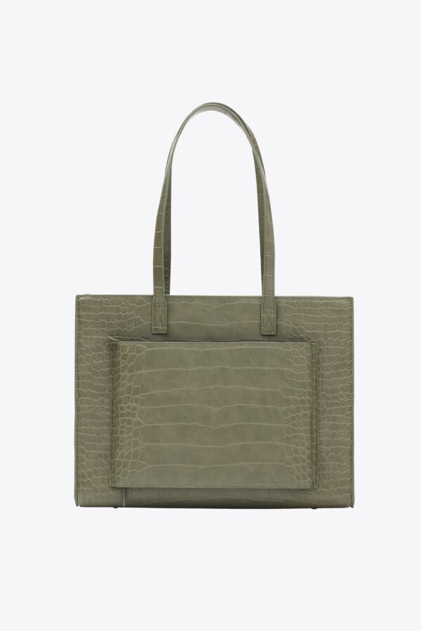 The Work Tote in Olive Croc - Image 3