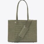 The Work Tote in Olive Croc
