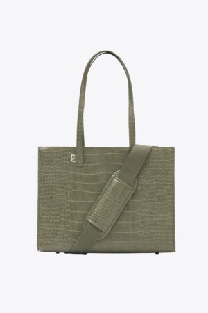 The Work Tote in Olive Croc