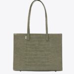 The Work Tote in Olive Croc