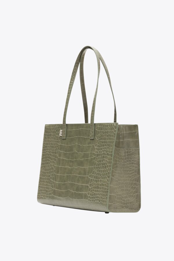 The Work Tote in Olive Croc - Image 2