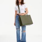 Resale The Large Work Tote in Olive Croc