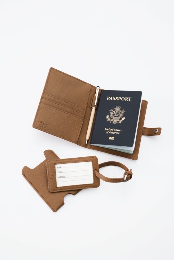 The Passport & Luggage Tag Set in Camel - Image 4