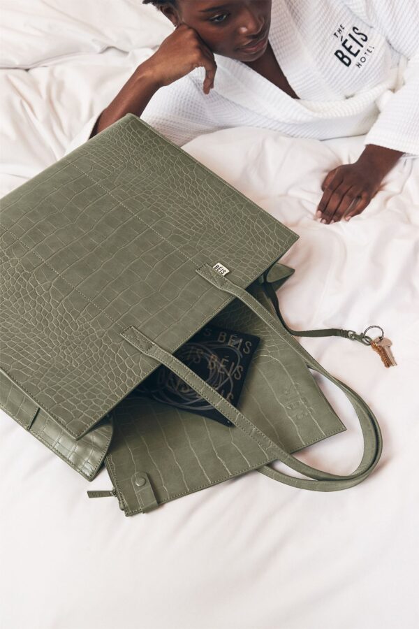 Resale The Large Work Tote in Olive Croc - Image 8