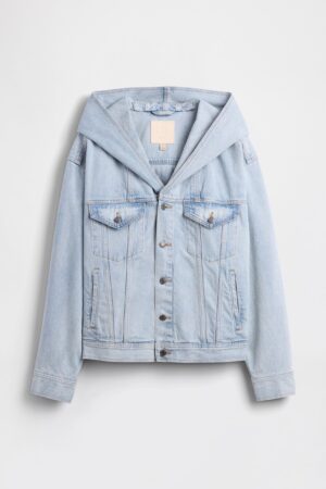 GAP X BEIS Hooded Denim Jacket in Medium Wash