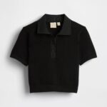 GAP X BEIS Seamless Cropped Polo in Black