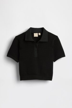 GAP X BEIS Seamless Cropped Polo in Black