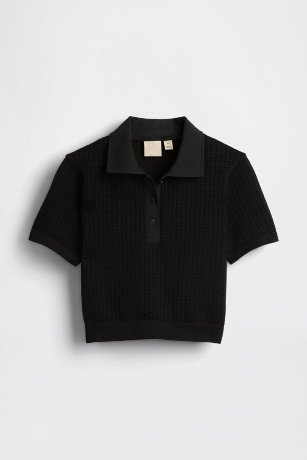 GAP X BEIS Seamless Cropped Polo in Black