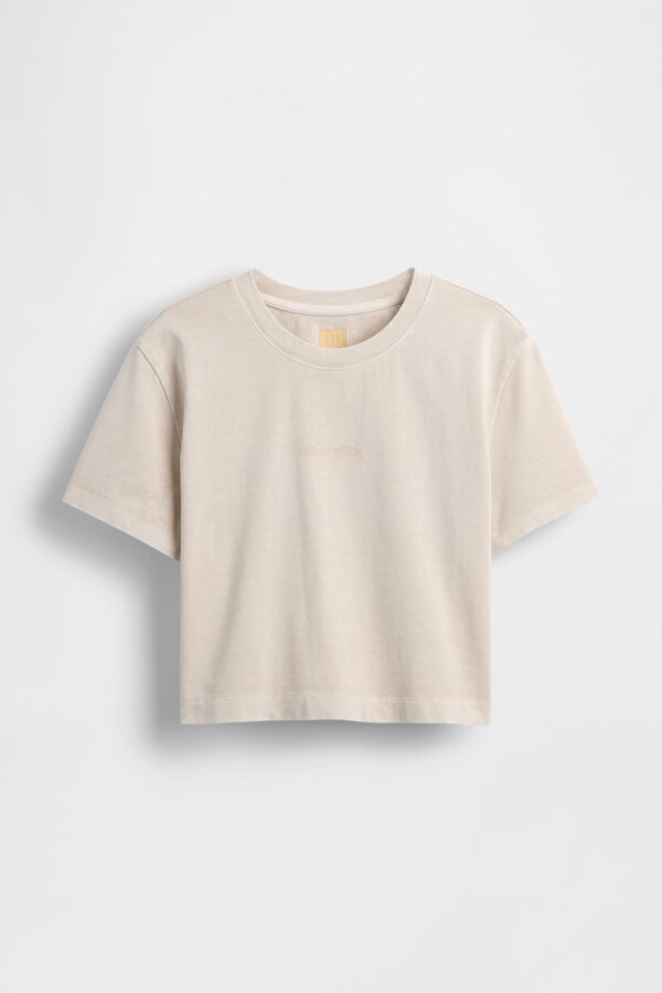 GAP X BEIS Cropped Graphic T-Shirt in Light Tundra