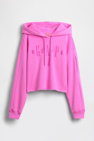 GAP X BEIS Cropped Logo Hoodie Raw Hem in Budding Lilac