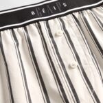 GAP X BEIS Stripe Woven Shorts in Khaki Black Stripe