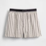 GAP X BEIS Stripe Woven Shorts in Khaki Black Stripe