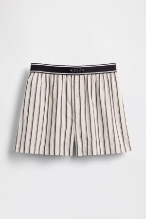 GAP X BEIS Stripe Woven Shorts in Khaki Black Stripe