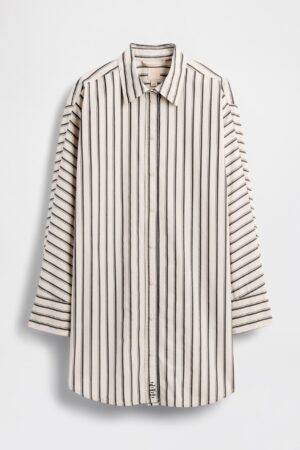 GAP X BEIS Oversized Big Stripe Shirt in Khaki Black Stripe