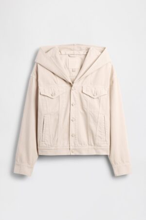 GAP X BEIS Hooded Denim Jacket in Light Tundra